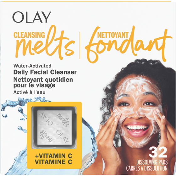 Olay Cleansing Melts + Vitamin C Face Cleanser, 32ct, Water-Activated Face Wash Cleans, Tones, and Refreshes Skin 32 ea, $0.47/1ea
