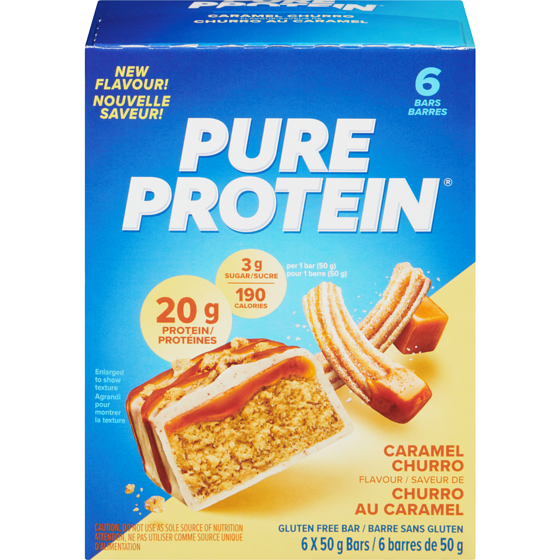 Pure Protein Gluten Free Bar Caramel Churro Flavour 6x50.0 g, $4.50/100g