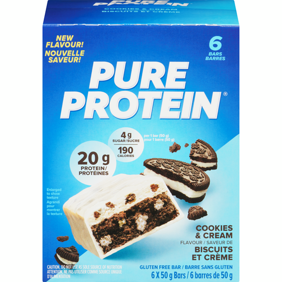 Pure Protein Gluten Free Bar Cookies & Cream Flavour 6x50.0 g, $4.50/100g
