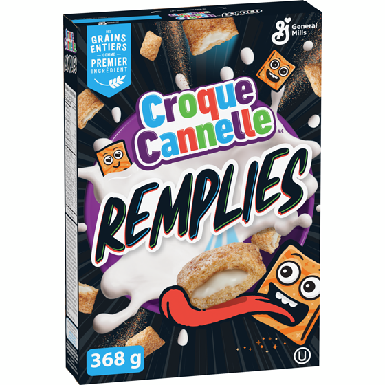 General Mills Céréales de Petit-Déjeuner Chargées de Pain Grillé à la Cannelle, Crème à La Vanille, Grains Entiers et Vraie Cannelle, 368 g, 1,36 $/100g