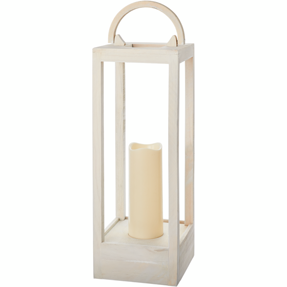 Life at Home Large Wood Lantern with LED Candle - White 1 ea, $39.00/1ea