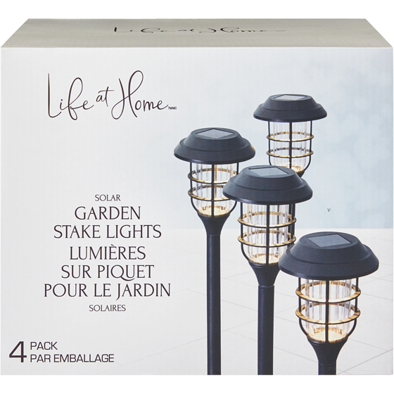 Life at Home Solar Garden Stake Lights 4 Pack 1 ea, $19.00/1ea