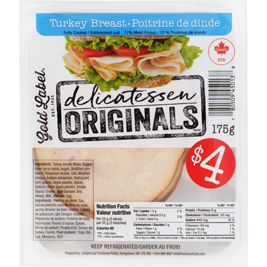 Gold Label Delicatessen Originals Turkey Breast 175 g, $2.29/100g