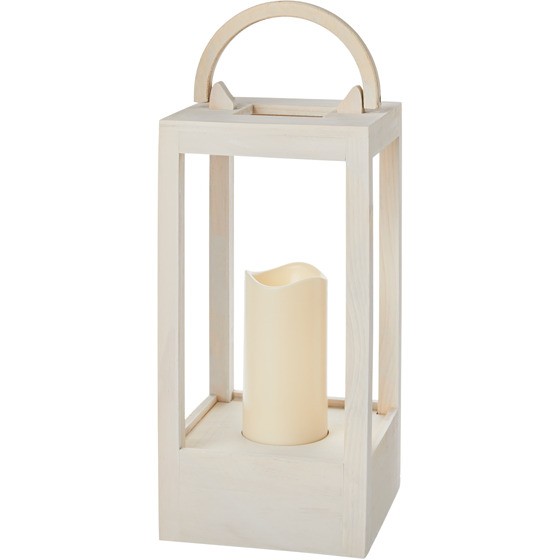 Life at Home Lanterne en bois avec bougie à DEL – blanc 1 ea, 29,00 $/1ch