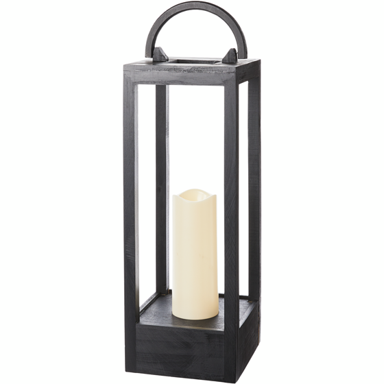 Life at Home Large Wood Lantern with LED Candle - Black 1 ea, $39.00/1ea
