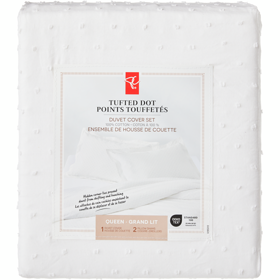 President's Choice Queen Tufted Dot Duvet Cover 3 Piece Set 1 ea, $99.00/1ea