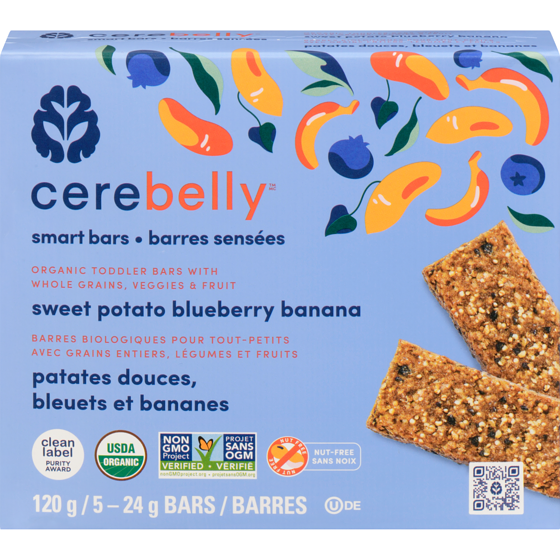 Cerebelly Smart Bars, Sweet Potato Blueberry Banana  120 g, $5.41/100g