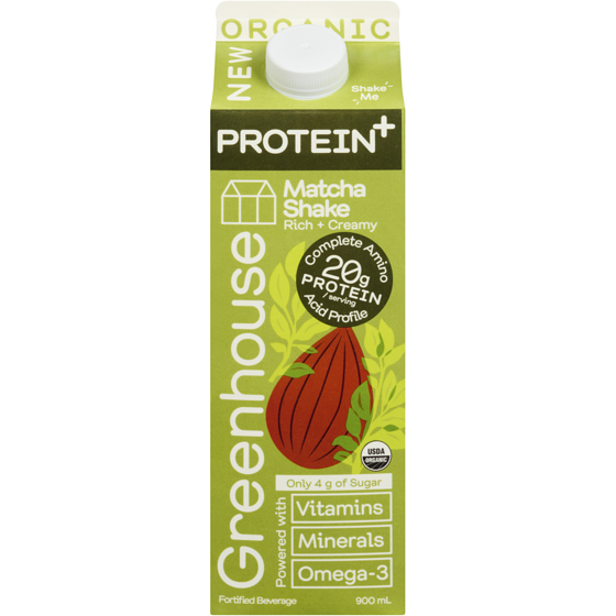 Greenhouse Organic Protein Shake, Matcha 900 ml, $1.22/100ml