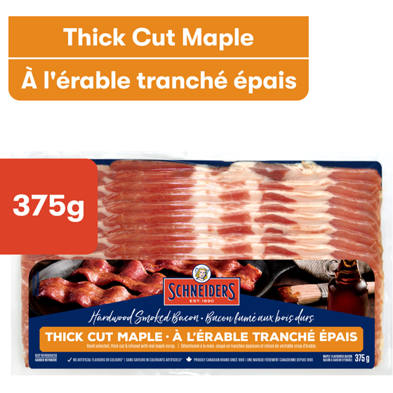 Schneiders Thick Cut Maple Bacon 375 g, $1.07/100g