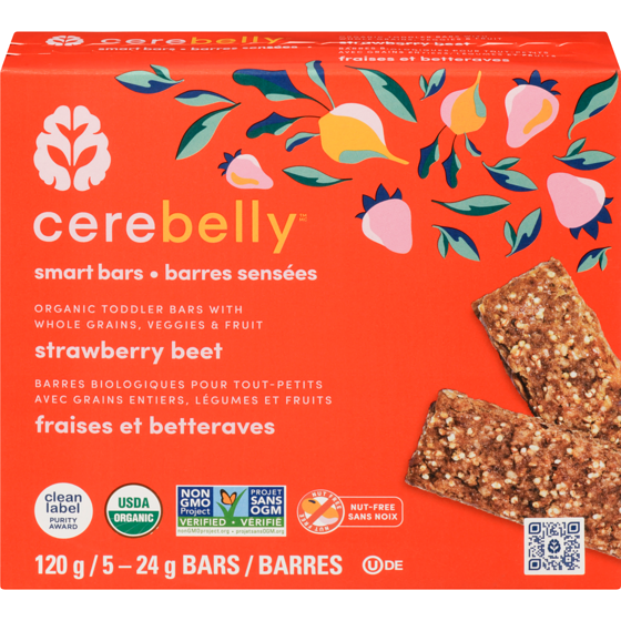 Cerebelly Barres sensees, fraises et betteraves 120 g, 5,41 $/100g
