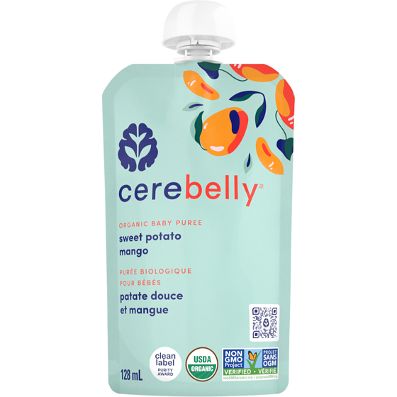 Cerebelly Puree biologiques pour bebes, patate douce et mangue 128 ml, 2,73 $/100ml