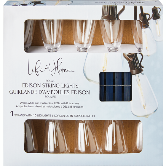 Life at Home Guirlande solaire de 10 ampoules Edison 1 ea, 29,00 $/1ch