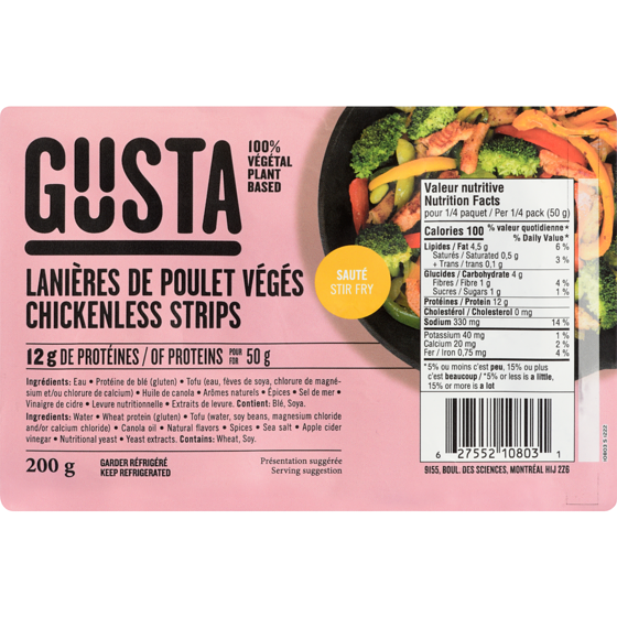Gusta Lanières de poulet végé 200 g, 3,50 $/100g