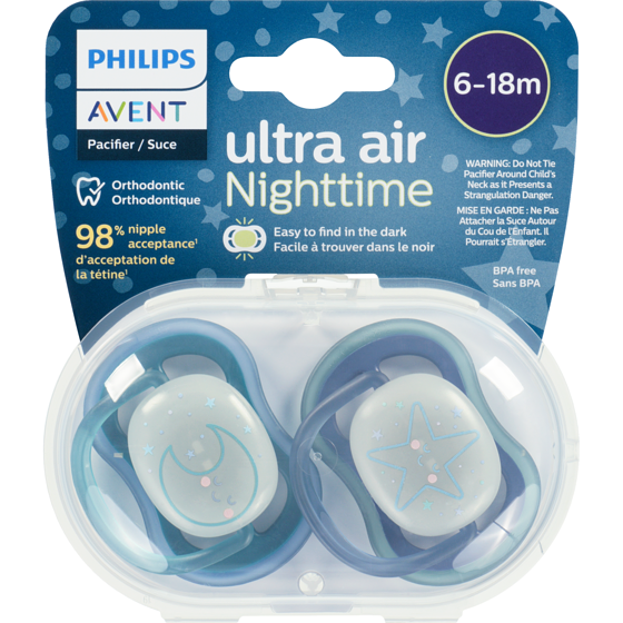 Philips Pacifier Ultra Air Nighttime 6-18m 1 ea, $4.25/1ea