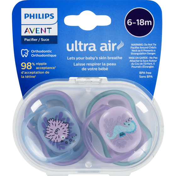 Philips Pacifier Ultra Air 6-18m 2 ea, $4.25/1ea