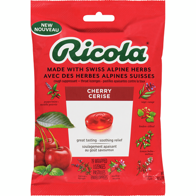 Ricola Pastilles cerise, 19 unités, soulagement délicieux et naturel avec menthol 19 ea, 0,22 $/1ch