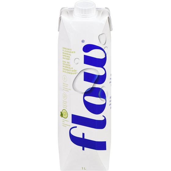 Flow Water Organic Flavoured Mineral Spring Water Cucumber + Mint 1 l, $0.25/100ml