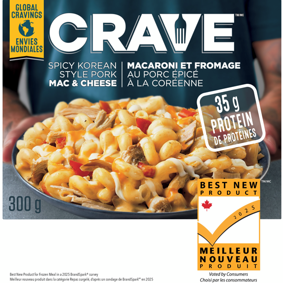 Crave Spicy Korean Style Pork Macaroni & Cheese Frozen Meal 300 g, $1.52/100g