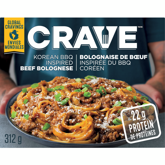 Crave Korean BBQ Inspired Beef Bolognese Frozen Meal 312 g, $1.46/100g