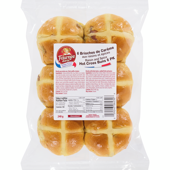 LA FOURNEE DOREE Raisin And Spice Hot Cross Buns 240 g, $2.08/100g