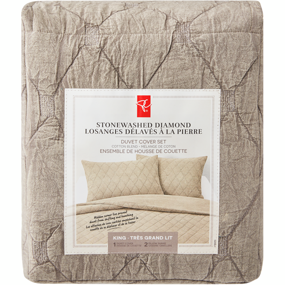 President's Choice King Stonewashed Diamond Duvet Cover 3 Piece Set 1 ea, $120.00/1ea