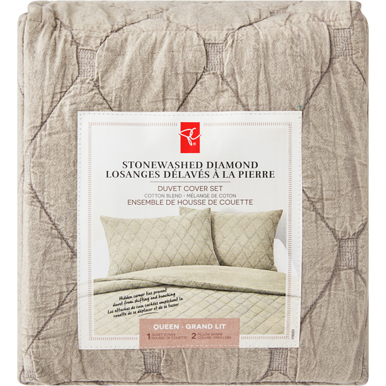 President's Choice Queen Stonewashed Diamond Duvet Cover 3 Piece Set 1 ea, $99.00/1ea