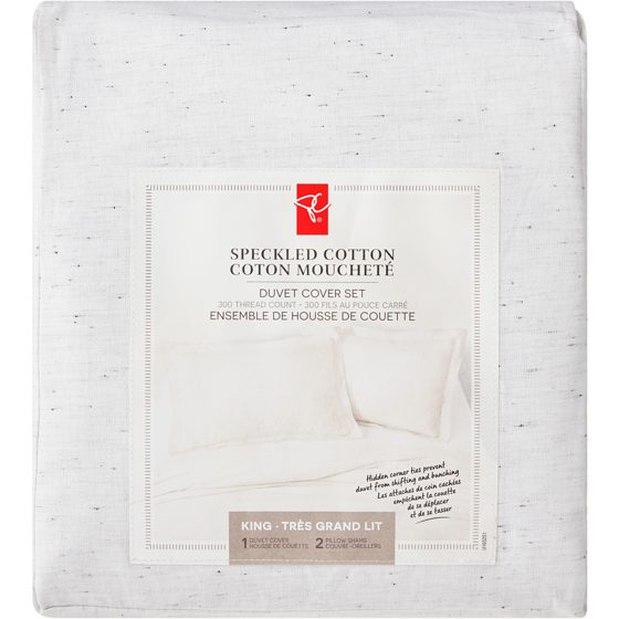 President's Choice King Speckled Cotton Duvet Cover 3 Piece Set 1 ea, $120.00/1ea