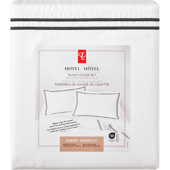 President's Choice Queen Hotel Duvet Cover 3 Piece Set 1 ea, $99.00/1ea