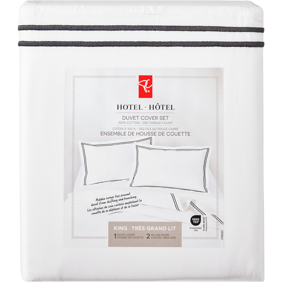 President's Choice King Hotel Duvet Cover 3 Piece Set 1 ea, $120.00/1ea