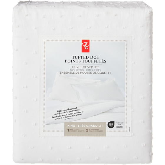 le Choix du Président Ensemble de housse de couette 3 pièces avec motif de points touffetés pour très grand lit 1 ea, 120,00 $/1ch