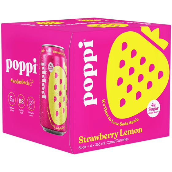 Poppi Citron fraise Soda 4x355.0 ml, 0,91 $/100ml
