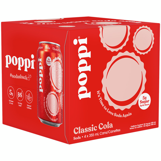Poppi Classic Cola Cans 4x355.0 ml, $0.88/100ml