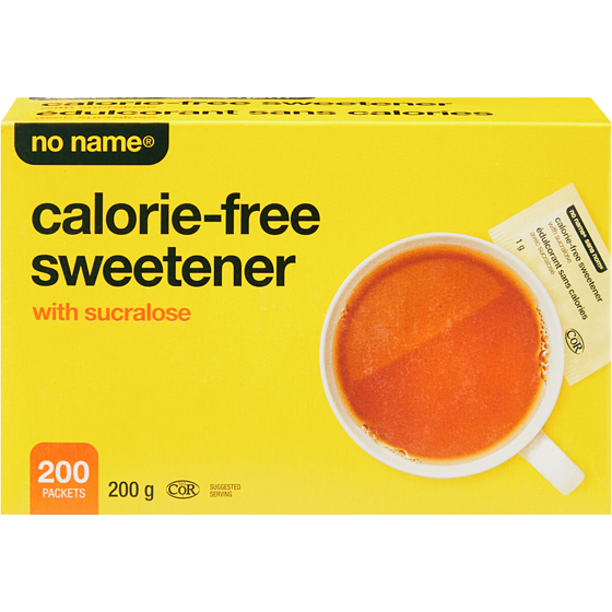 No Name Calorie-Free Sweetener with Sucralose 200-packet 200 g, $2.15/100g