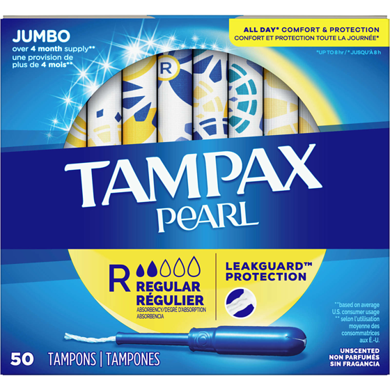 Tampax Pearl Tampons Regular Absorbency, 50 Count 50 ea, $0.34/1ea