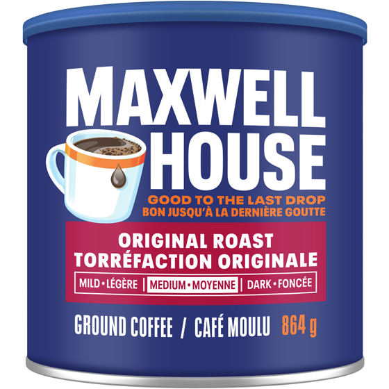Maxwell House Café moulu torréfié original, boîte 864 g, 2,43 $/100g