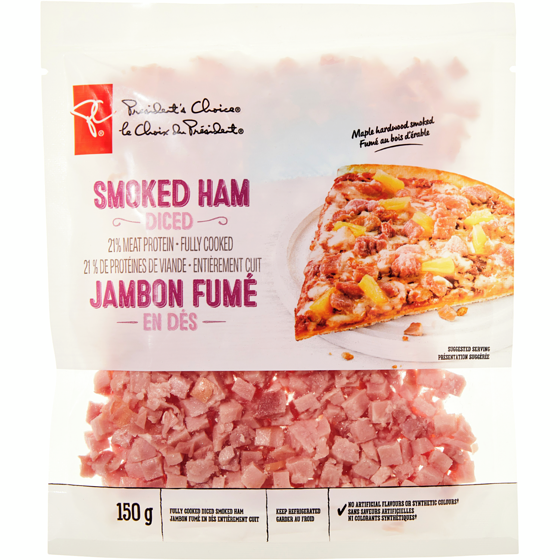 President's Choice Smoked Ham, Diced 150 g, $3.66/100g