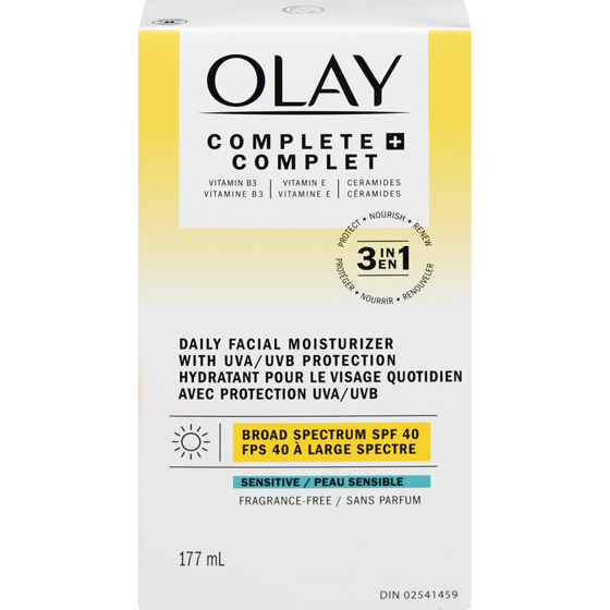 Olay Complete 3-in-1 Daily Facial Moisturizer SPF 40 177 ml, $15.81/100ml