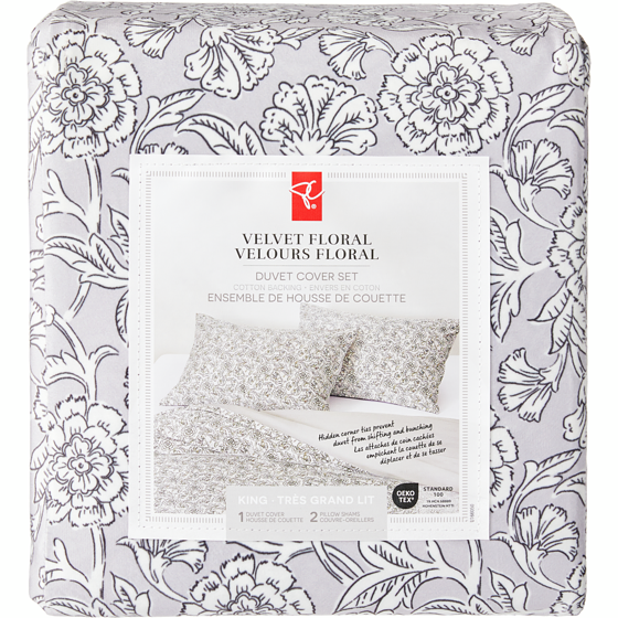 President's Choice King Velvet Floral Duvet Cover 3 Piece Set 1 ea, $120.00/1ea