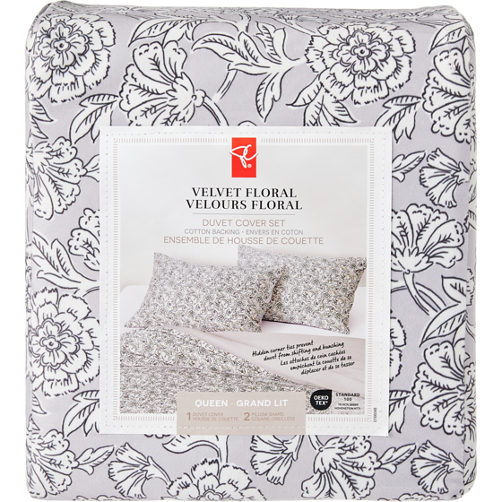 President's Choice Queen Velvet Floral Duvet Cover 3 Piece Set 1 ea, $99.00/1ea