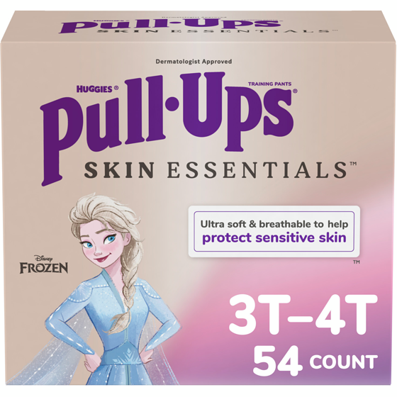 Huggies Pull-Ups Pull Ups Girls Skin Essentials Training Pants, 3T-4T (32-40 lbs), 54 Ct 54 ea, $0.64/1ea