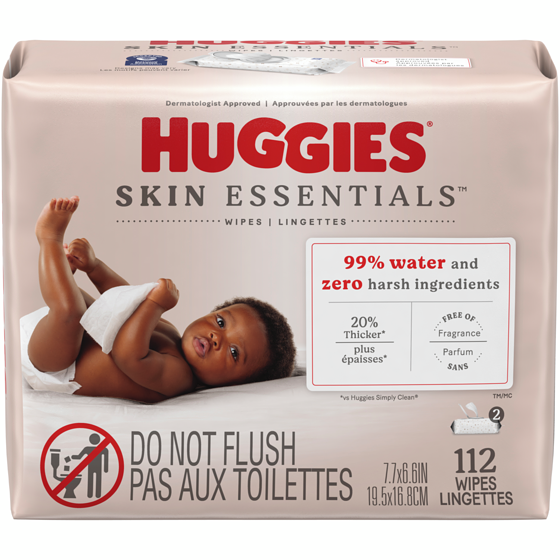Huggies Lingettes pour bébés Skin Essentials, total de 112 lingettes 112 ea, 0,07 $/1ch
