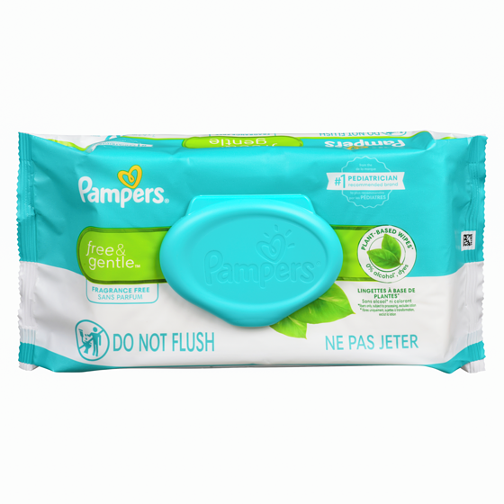 Pampers Lingettes à base de plantes Free & Gentle sans parfum 52 ea, 0,07 $/1ch