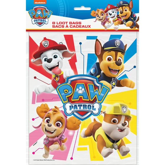 Unique Paw Patrol Loot Bags 8x1.0 ea, $0.25/1ea