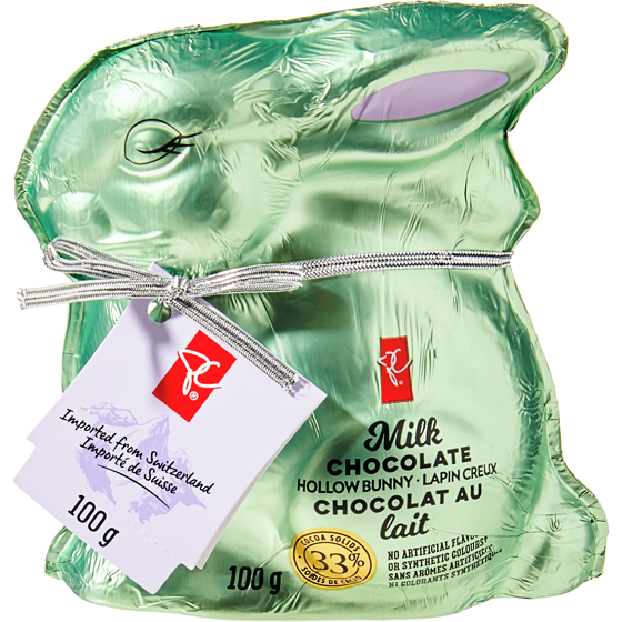 President's Choice Milk Chocolate Hollow Bunny 100 g, $5.00/100g