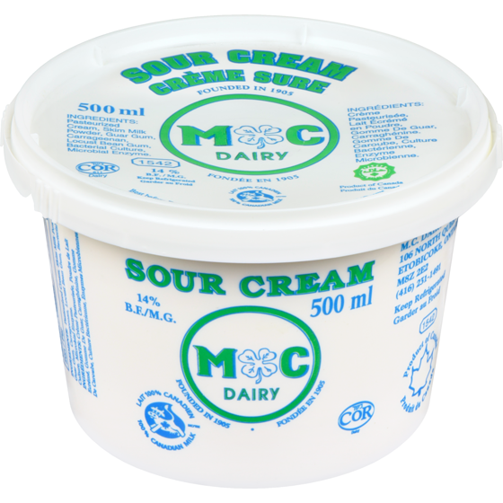 Mc Dairy Sour Cream 14% B.F. 500 g, $0.76/100g