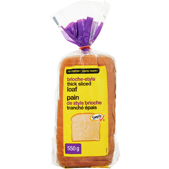 No Name Simple Check Brioche-Style Thick Sliced Loaf 550 g, $0.58/100g