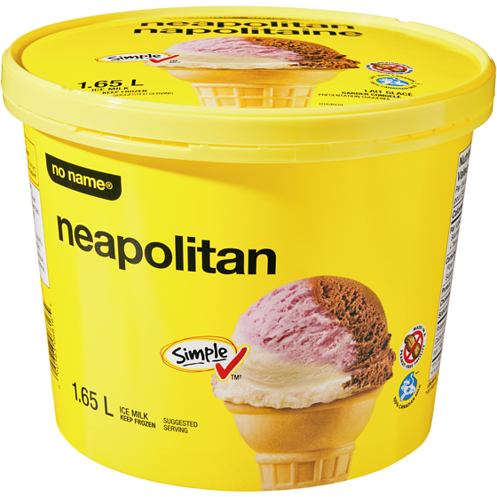 No Name Neapolitan Ice Milk 1.65 l, $0.24/100ml
