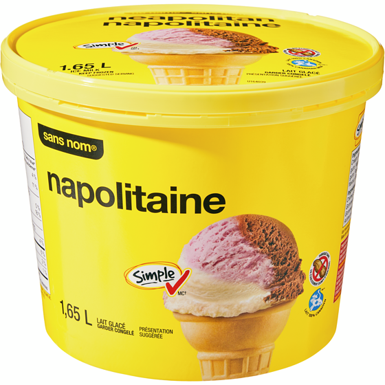 Sans Nom Lait glacé à la napolitaine 1.65 l, 0,24 $/100ml