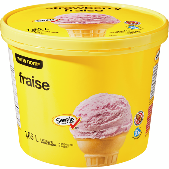 Sans Nom Lait glacé aux fraises 1.65 l, 0,24 $/100ml