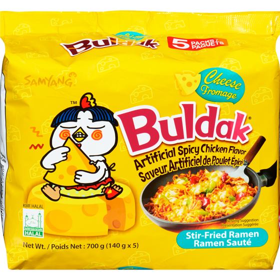 Samyang Buldak Stir-Fried Ramen Cheese Artificial Spicy Chicken Flavor 700 g, $1.07/100g
